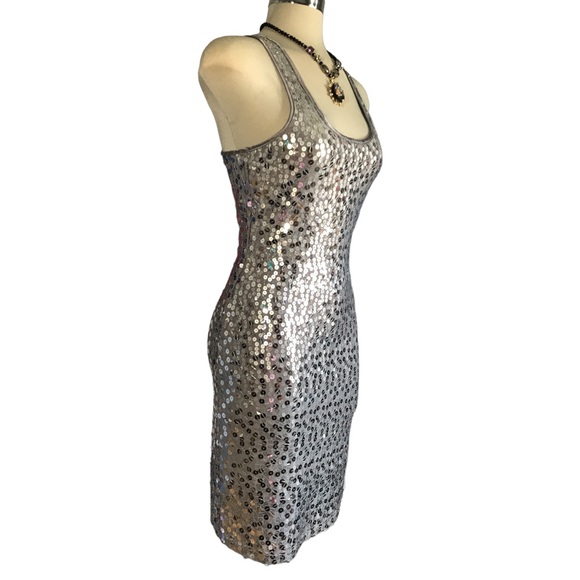 ATTITUDE  Elegant Luxury Grey and Silver Sequins Dress size 0 - Picture 15 of 16